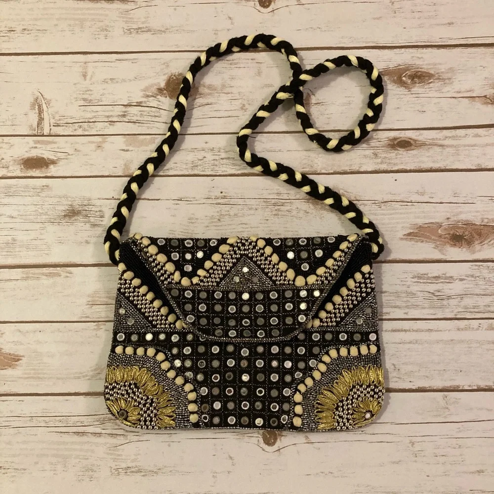 Big Buddha Boho Mixed Media Crossbody Bag
